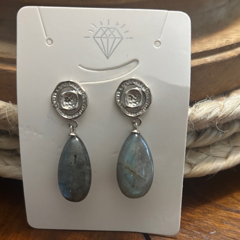 Stunning Labradorite and sterling silver Teardrop Earrings